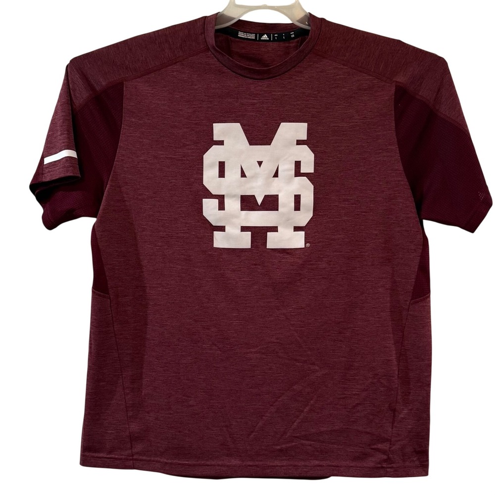 Adidas Mississippi State Bulldogs Mens Climalite Maroon Performance Shirt MSU L